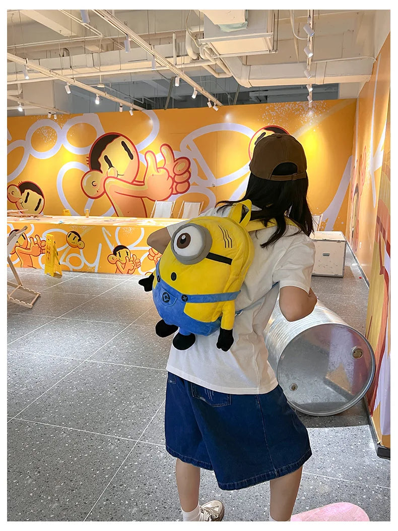 New Cartoon Anime  Backpack Minions Doll Large Size School Bag Large Capacity Student Cartoon Backpack