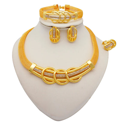 2023 Fine Jewelry Sets For Women Dubai Bridal Wedding Gifts Necklace Bracelet Earrings Ring Jewellery Set African Bead jewelry