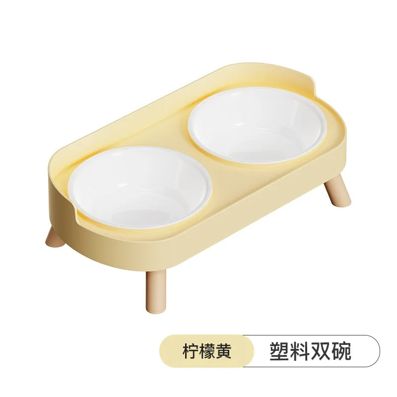 Pet Bowl PP Plastic Double Bowl Anti-killing Bowl Water and Grain Integrated Dog Bowl Cat Dog Water and Grain Bowl