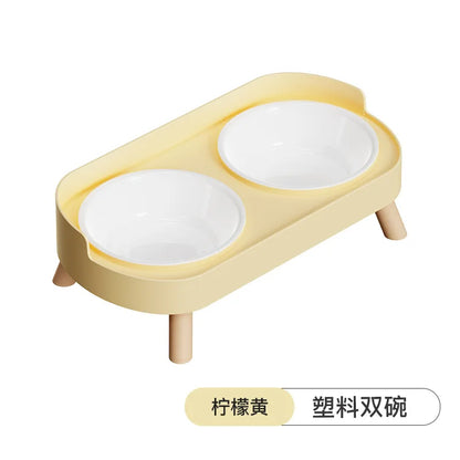 Pet Bowl PP Plastic Double Bowl Anti-killing Bowl Water and Grain Integrated Dog Bowl Cat Dog Water and Grain Bowl