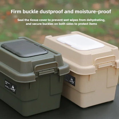 ISE MOUNT Outdoor Tissue Case Desktop Napkin Paper Storage Box Portable 1.1L Camping Picnic Seasoning Bottle Organizer Sundries