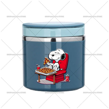 630ml Snoopys Food Thermal Jar Insulated Soup Cup Stainless Steel Vacuum Lunch Box with Handle Portable Sealed Bento Boxes Gift