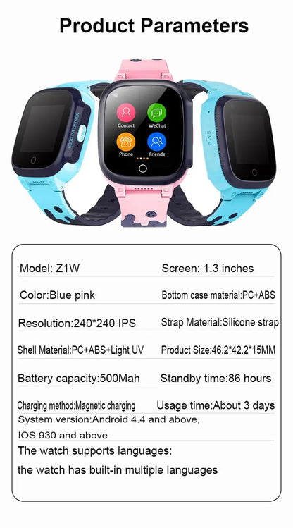 Kids Smart Watch Phone Waterproof Kids Smartwatch MP3 Music Player with 11 Games Call SOS Camera Video Alarm Recorder for 3-12 Y