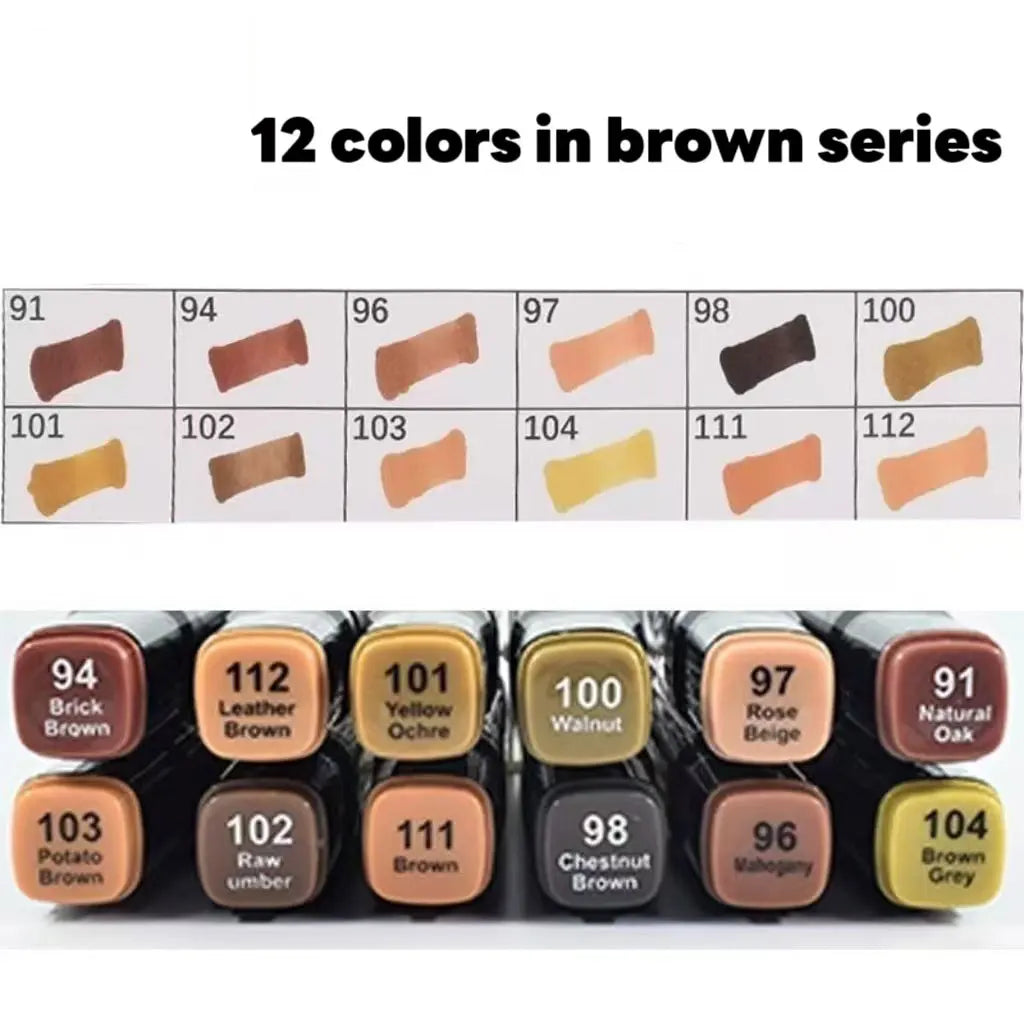12 Colors Alcohol Based Markers Set Dual Tip Sketching Drawing Markers Animation for Adults Kids Painting School Supplies