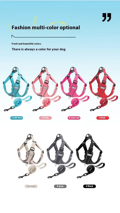 Dog Harness Leash Set Small Medium Dog Cat Chest Strap Adjustable Reflective Breathable Walking Training Vest Pet Accessories