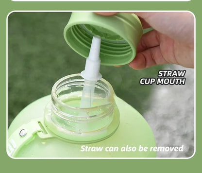 1pc 2L Sports Straw Large Capacity Fitness  With Straw Outdoor Plastic Portable Water Bottle With Scale Gradient Kettle