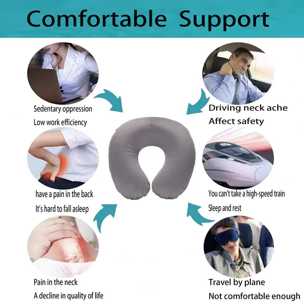 U-shaped Neck Pillow Inflatable Fatigue Relief Travel Pillow Flight Headrest Sleep U-shaped Cushion for Plane