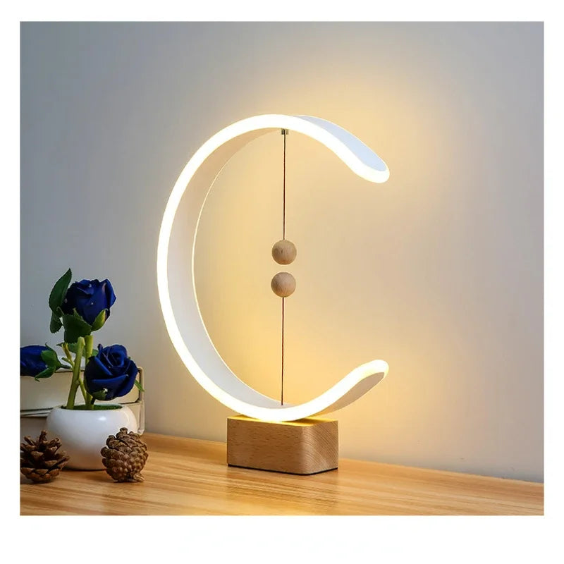 Nordic magnetic levitation balance lamp magnetic led table lamp bedroom bedside home decoration desk lamp Beech wood lampholder