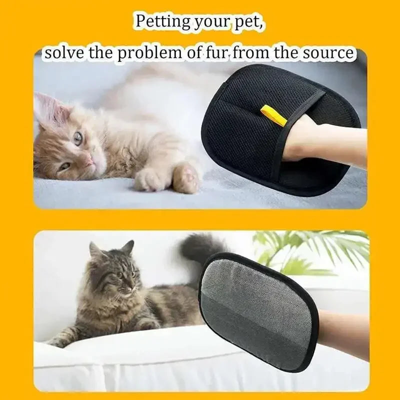 Pet Hair Removal Set Tool Reusable Static Removal Gloves Double-Sided Grooming Gloves Remove Dog Cat Fur Hair for Carpets Sofa