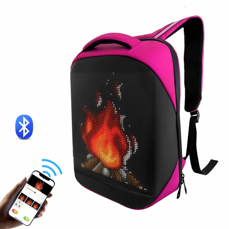 Fashion Custom APP Programmable Smart Led GIF Picture Advertising Backpack