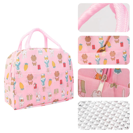Cartoon Children's Lunch Bag Waterproof Oxford Cloth Portable Lunch Bags Tote Thermal Insulation Aluminum Film
