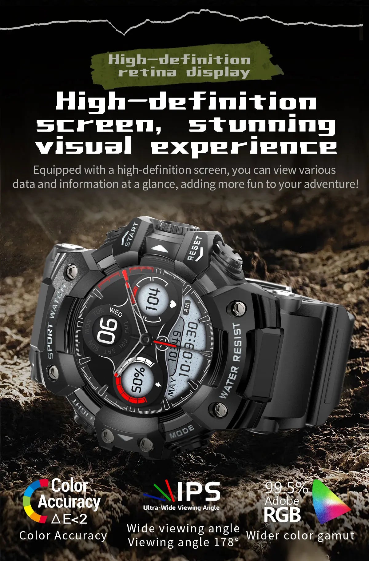 2025New Outdoor Sports Flashlight Fitness Smart Watch Bluetooth Call Multiple Sports Modes Compass Waterproof Outdoor Durable