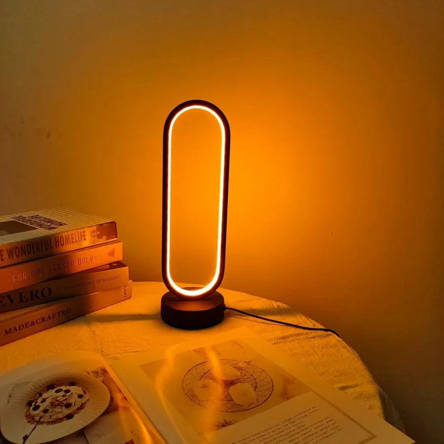 1PC Lamp bedroom Modern Ring Lamp Living Room Three-color Dimming Bedside  Desk Lamp LED Night Light for Office