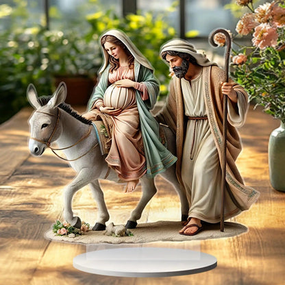 Jesus Nativity Statue Traditional Lightweight Multifunctional 2D Flat Acrylic Ornament for Gifts Friends Office Family Tabletop
