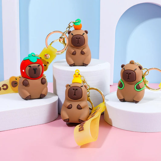 Cartoon Capybara keychain, creative toy keychain bag, fashionable car keychain, exquisite couple backpack pendant