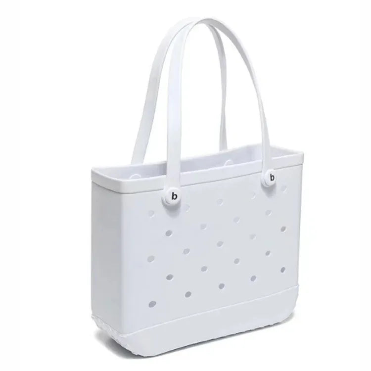 M/L/XL Fashion Beach Bags EVA Rubber Waterproof Storage Baskets Travel Shopping Handbag Women Shoulder Solid Color Tote Bag