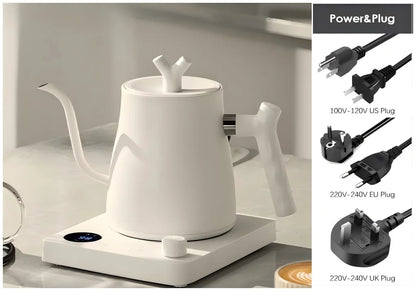 1000W Electric Gooseneck Kettle 1000ml 304 Stainless Steel Coffee Pot Intelligent Temperature LED Display for Coffee Tea