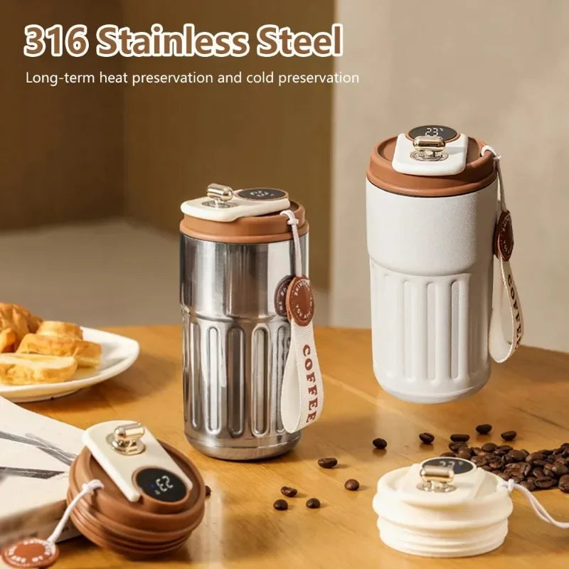 Premium products Intelligent thermos coffee LED temperature display coffee cup 316 stainless steel tumbler portable thermos