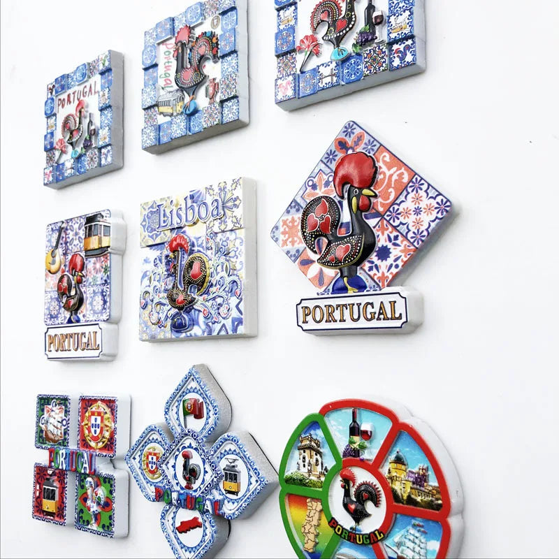 Portugal Fridge Magnets Tourism Souvenir UV Printing Resin Refrigerator Magnets Sticker Collection craft Gift Home Decoration