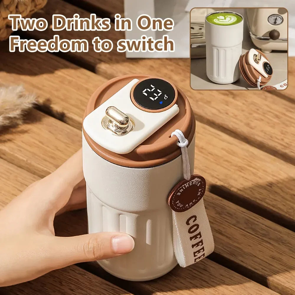 450ml Thermal Mug Thermos Bottle Smart Display Temperature  Stainless Steel Vacuum Cup Office Coffee Cup Business Portable