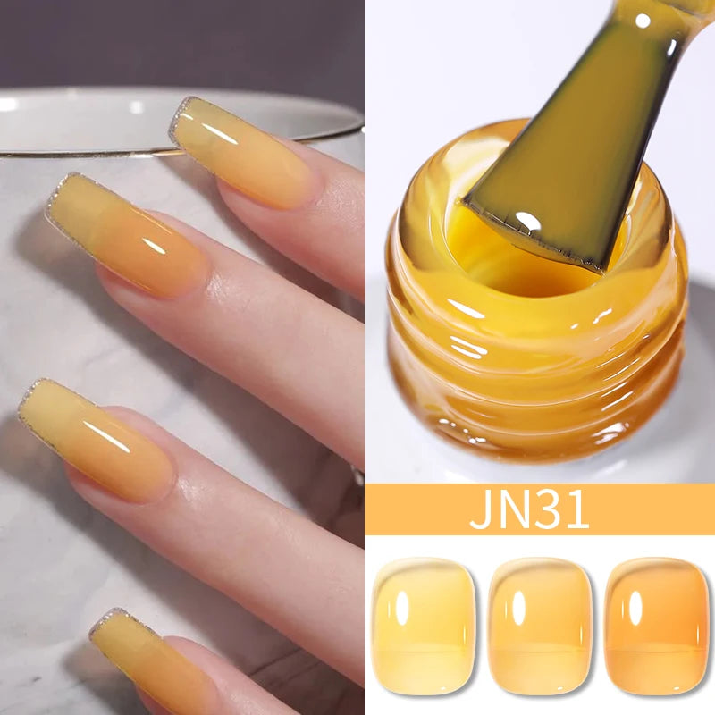 BORN PRETTY 10ml Wine Red Glitter Jelly Nude Gel Nail Polish Soak Off Translucent Color UV Light Cure for Nail Art DIY at Home