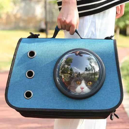 Portable Cat Bag Foldable Hand-held Space Capsule Shoulder Bags Pet Crossbody Bag Mesh Breathable Outing Kitten and Dog Supplies
