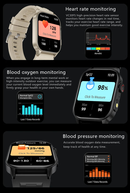 LIGE New Men Smart Watch Flashlight 2.01" HD Large Screen AI Voice Bluetooth Call Sport Watches Health Monitor Smartwatch Women