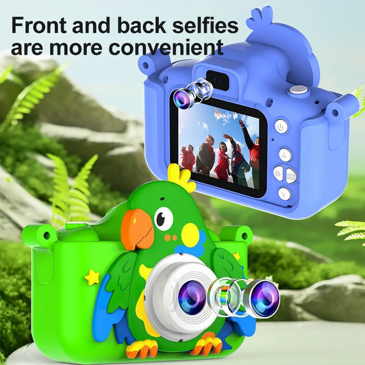 Kids Toys Camera HD 2.0 Inch Screen Cartoon Parrot Case 32GB Card Video Photo Child Birthday Festival Gifts Digital Camera Toys