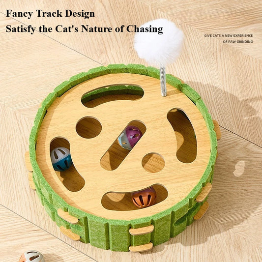 Pet Cat Puzzle Maze Holes Toys Felt Box With Bell Ball Kitten Playing Toys Interactive Funny Combination Set Cat Supplies