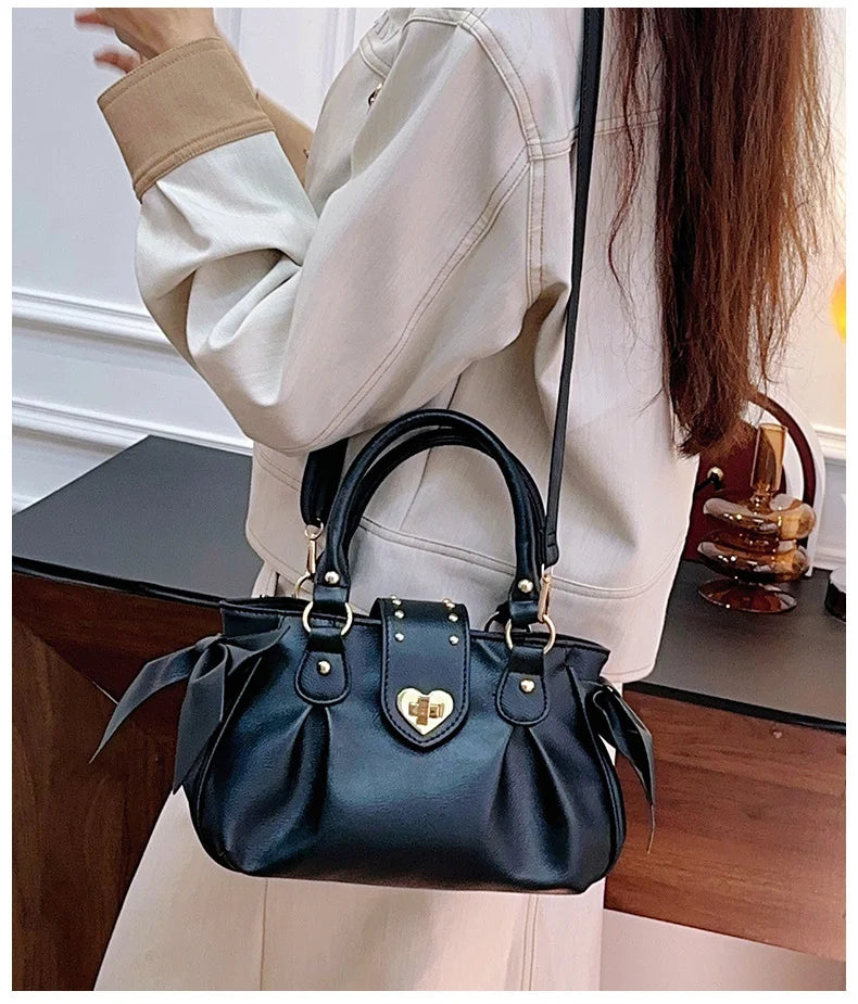 Sweet Bow Lolita Pink Hand Bag Purse Women Harajuku Love Heart Soft Crossbody Bag Lady Kawaii Large Capacity Shoulder Bag Female