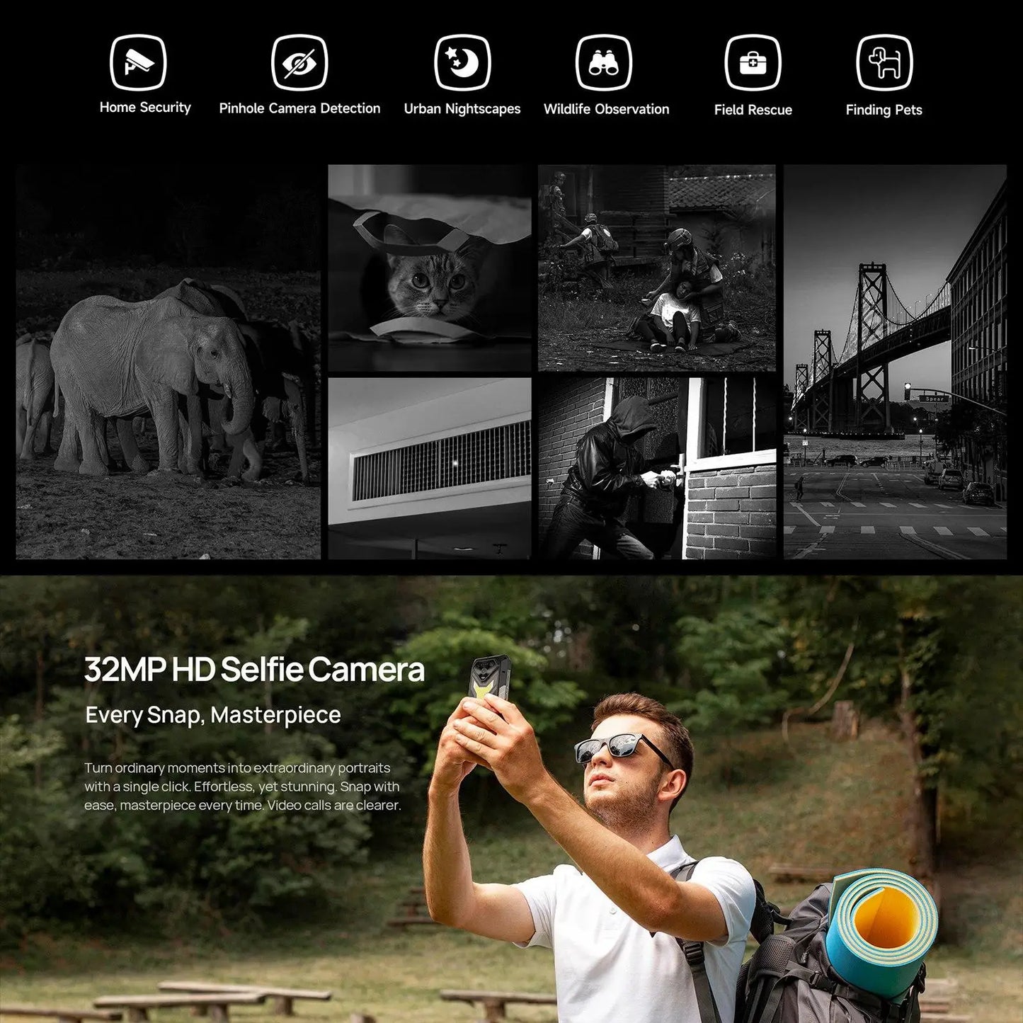 Ulefone Armor 34 Pro 5G AI Rugged Phone 32GB+512GB 25500mAh 6.95" Built-in Projector 120Hz Android 15 MTK 7300 NFC Smartphone