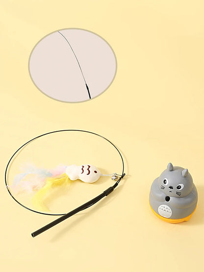 1PC Pet small cat fishing and cat teasing stick 360 degree rotation with feather bells and steel wire cat teasing stick