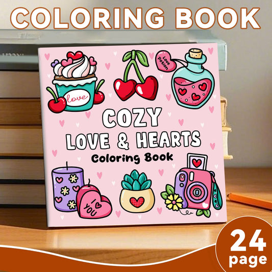 Cozy Love Hearts Coloring Book Educational Relaxation Gift Graffiti Painting Book Doodles Book Adult Relaxation Activities
