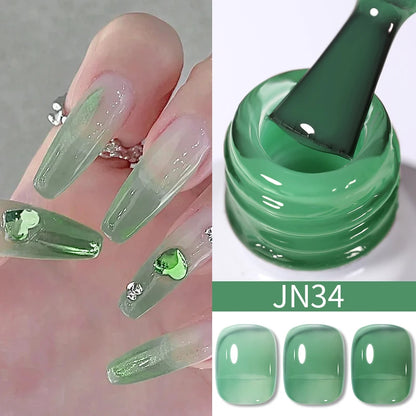 BORN PRETTY 10ml Wine Red Glitter Jelly Nude Gel Nail Polish Soak Off Translucent Color UV Light Cure for Nail Art DIY at Home