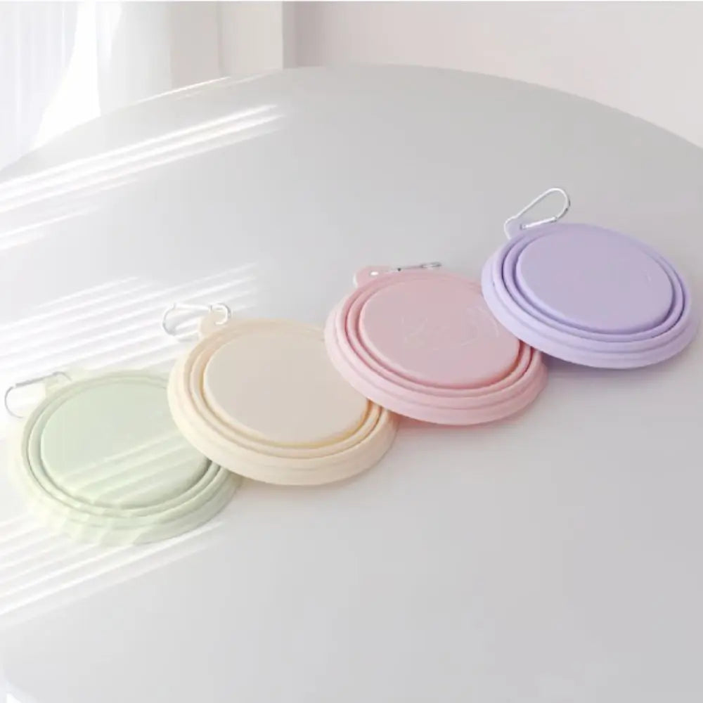 350ml Macaron Pet Bowl TPE Cartoon Pattern Puppy Feeding Bowl Collapsible with Hanging Holes Portable Pet Bowl for Dogs Cats