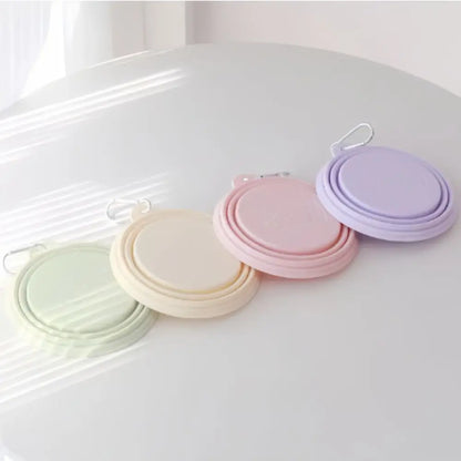 350ml Macaron Pet Bowl TPE Cartoon Pattern Puppy Feeding Bowl Collapsible with Hanging Holes Portable Pet Bowl for Dogs Cats