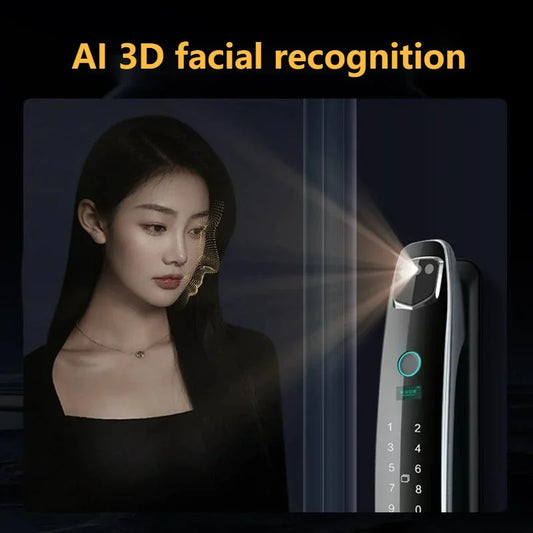 3D Facial Recognition Intelligent Door Lock Fully Automatic Lock Password Lock Fingerprint Lock Home Intercom Graffiti Palm Vein