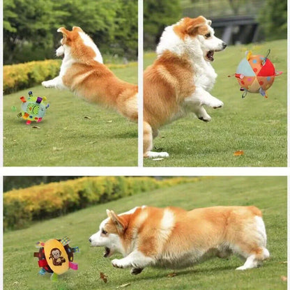 Interactive Ball Dog Toy Suitable for Aggressive Chewing Training, Stress Relief, Bite Sound Resistance, Plush Handle Dog Toy