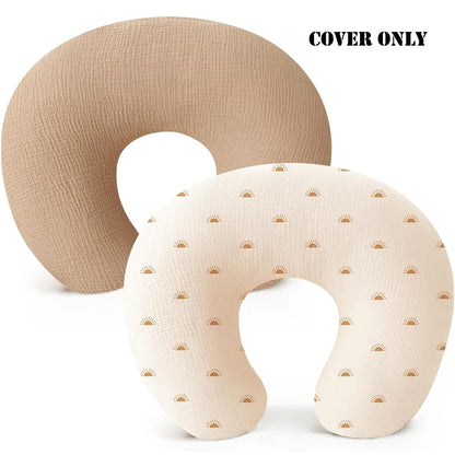 2PCS/set Nursing Pillow Cover for Breastfeeding Pillows Ultra-Soft Muslin Cotton Baby Nursing Pillow Fits Newborn Feeding Pillow