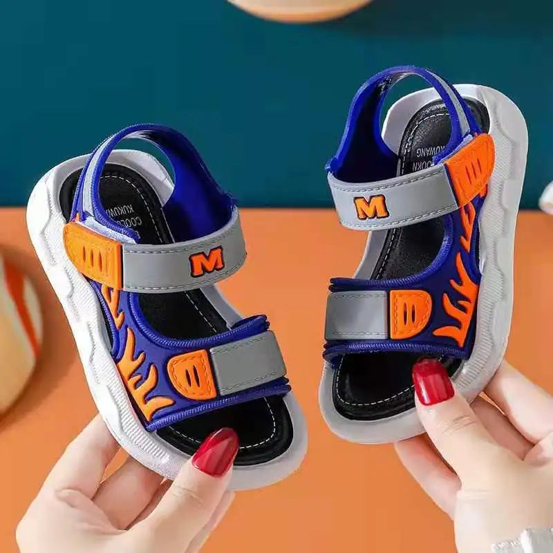 Home Children's Sandals Summer New Style Imitation Leather Casual Primary School Students Soft Bottom Beach Boys' Sandals