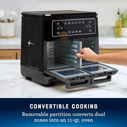 11-Quart Air Fryer Oven, Dual Air Fryer with 2 Cooking Zones, Double  with 6 Cooking Functions, Large