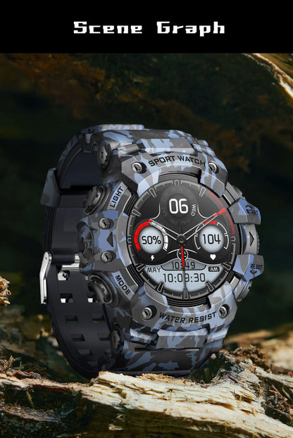 2025 Rugged Sport Smart Watch Bluetooth Calls Colorful Waterproof Military Smartwatches with Flashlight SOS COMPASS for Phone