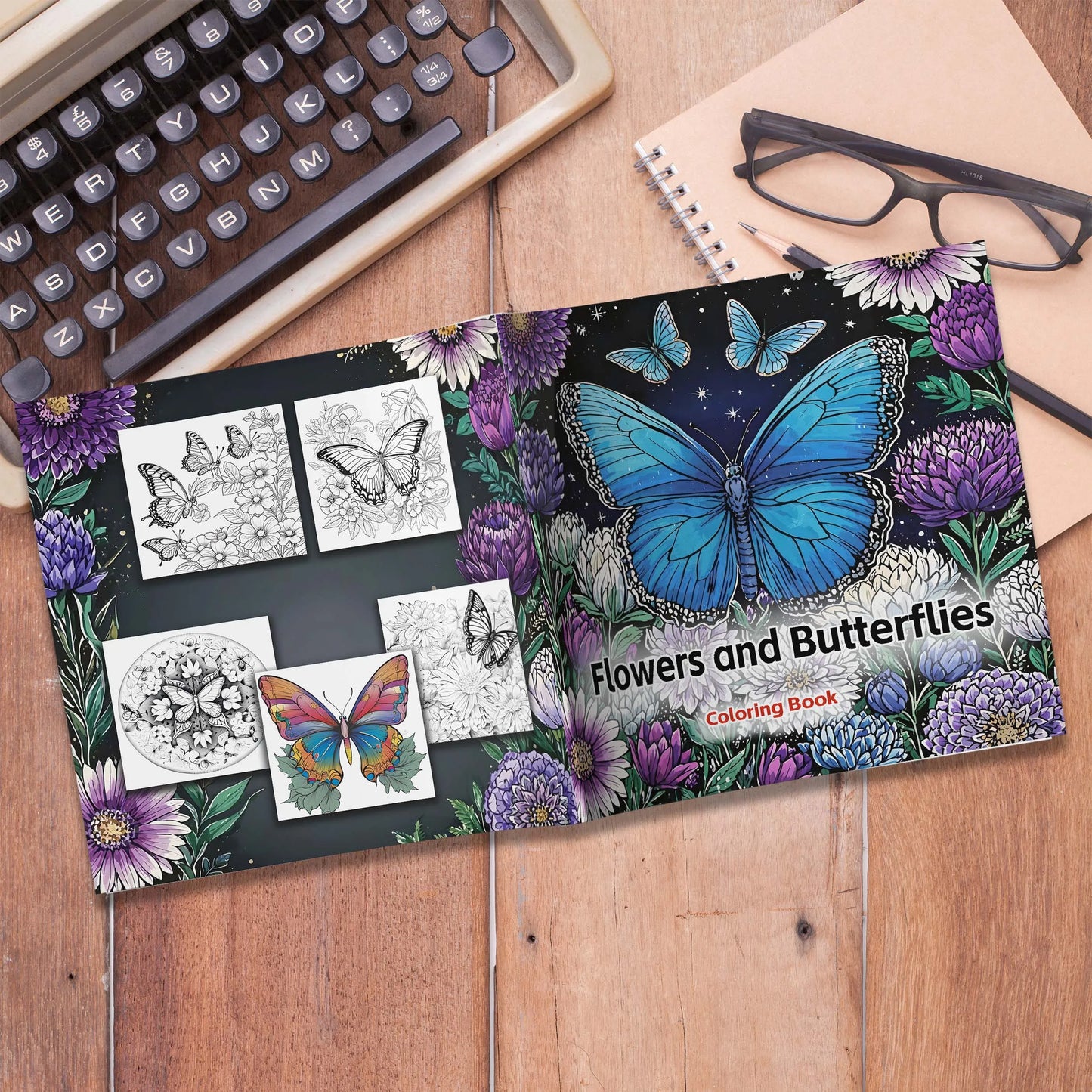 Flowers and Butterflies Coloring Book For Adult Relieve Stress Kill Time Graffiti Painting Drawing Art Books Perfect Gift