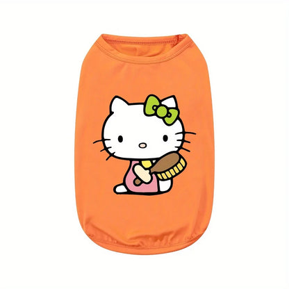 Sanrio Fashion Printed Pet T-shirt Made of Fiber Material Suitable for Indoor and Outdoor Leisure Sunscreen Cat and Dog Clothing