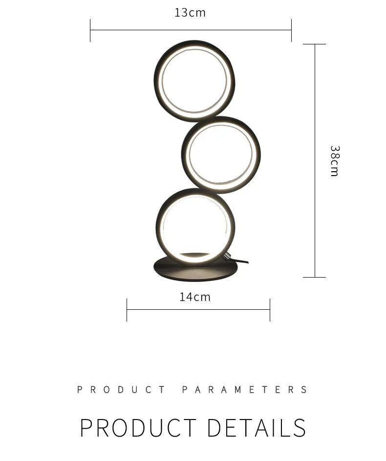 Dimming Table Lamp Intelligent Touch Ring Night Light Bedroom Simple Modern Living Room Lamp Monochrome Circle DeskTable Lamp