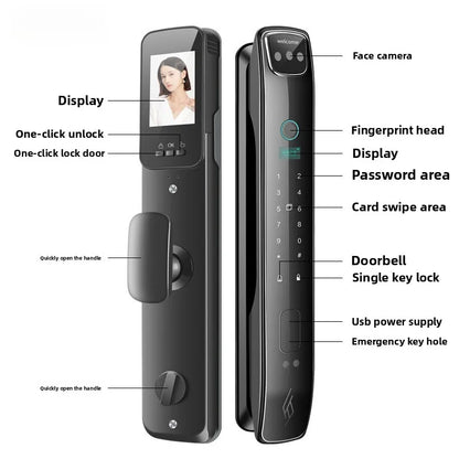 Facial Recognition Fingerprint Lock Home Anti-theft Door Visual Password Electronic Smart Door Lock Graffiti