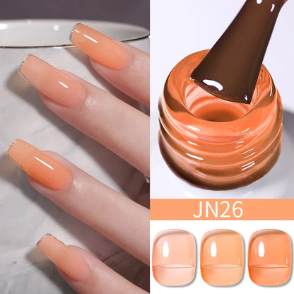 BORN PRETTY 10ml Wine Red Glitter Jelly Nude Gel Nail Polish Soak Off Translucent Color UV Light Cure for Nail Art DIY at Home
