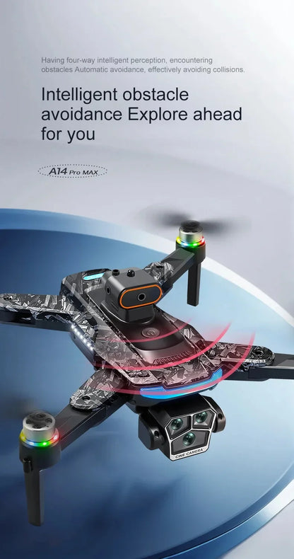 Drone A14ProMax GPS 4KHD Camera LCD Touch Screen  Remote Control Quadcopter 360 °     Obstacle Avoidance Brushless RC Drone Toys