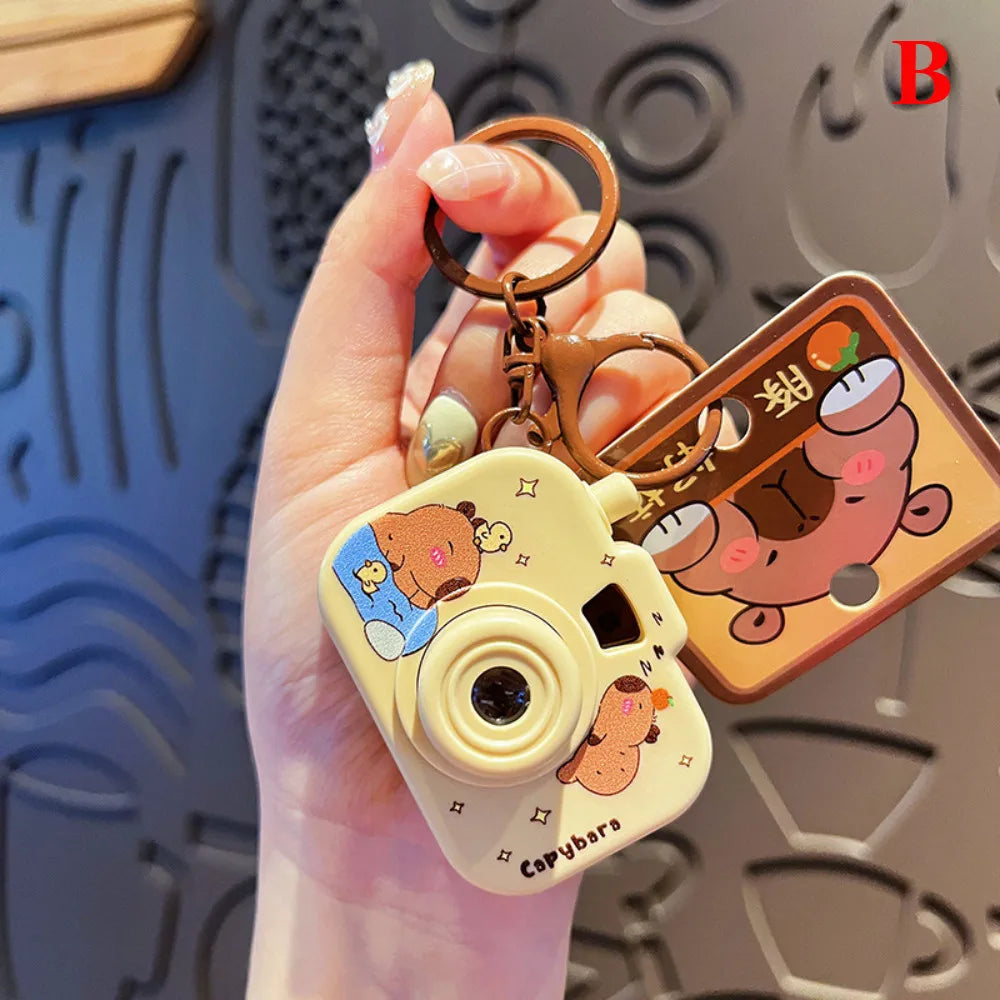 Capybara Luminous Projection Camera Toy Keychain Creative Cartoon Cute Capybara Bag Pendant