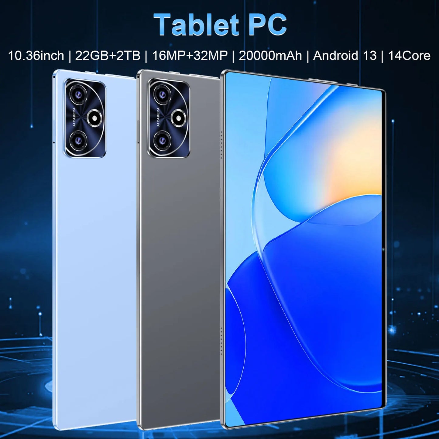 2025 Tablet Android 20000mAh 10.36 inch Global Version 22GB+2TB New Network 14 Core Android 13.0 Wifi Tablet